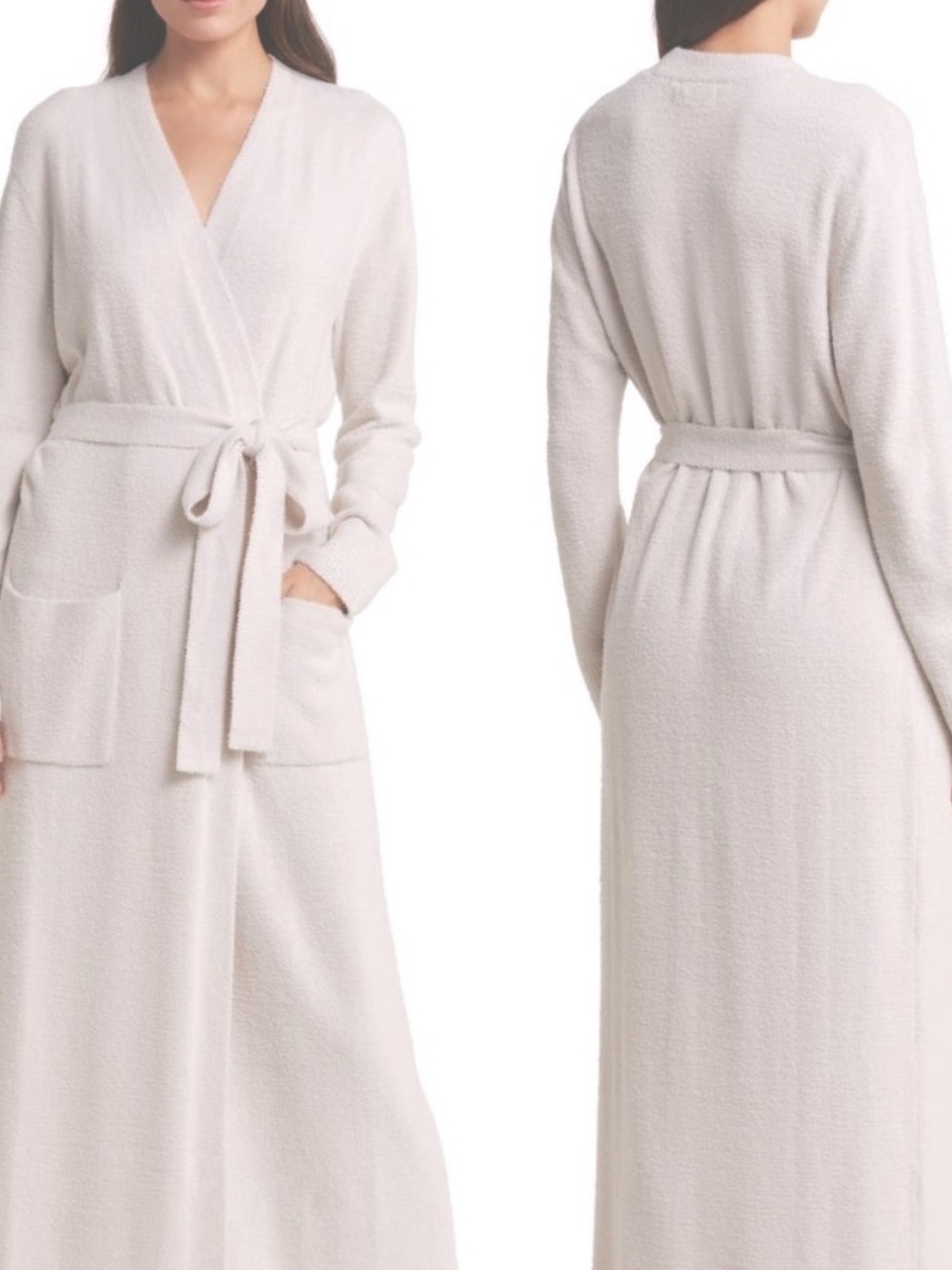 Barefoot Dreams CozyChic Light Long Robe with Belt - Stone